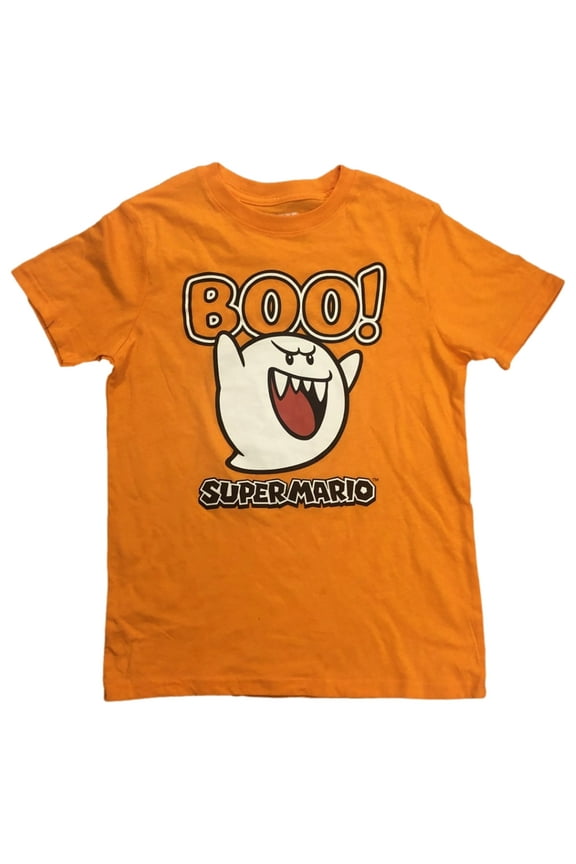 Boys Orange Boo Ghost Halloween T-Shirt Tee Shirt Medium (8)