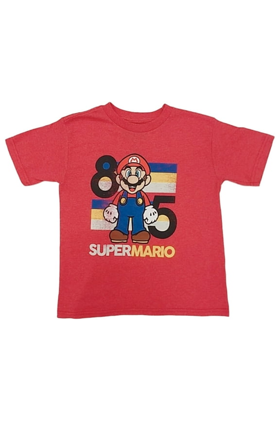 Boys Red 85 Nintendo T-Shirt Distressed Mario Tee Shirt 4