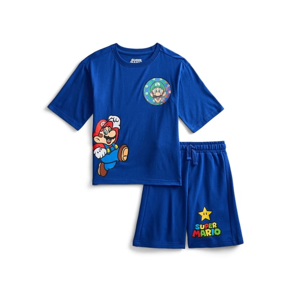 Super Mario Bros Boys Graphic Tee and Fleece Shorts Set, 2-Piece, Sizes 4-16