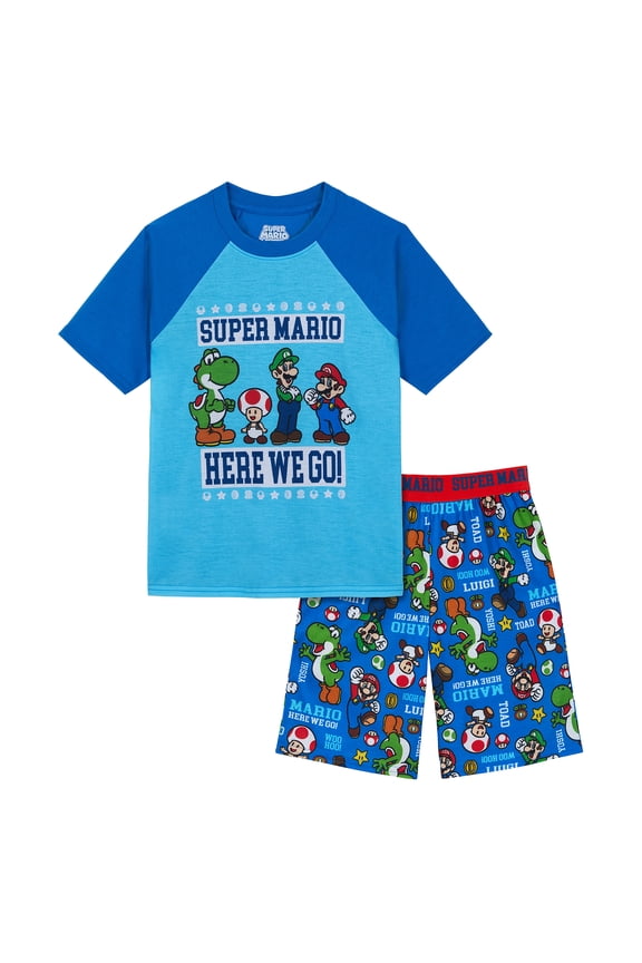 Boys Short Sleeve Sleep Top and Shorts Pajama Set, 2-Piece, Sizes 4-12