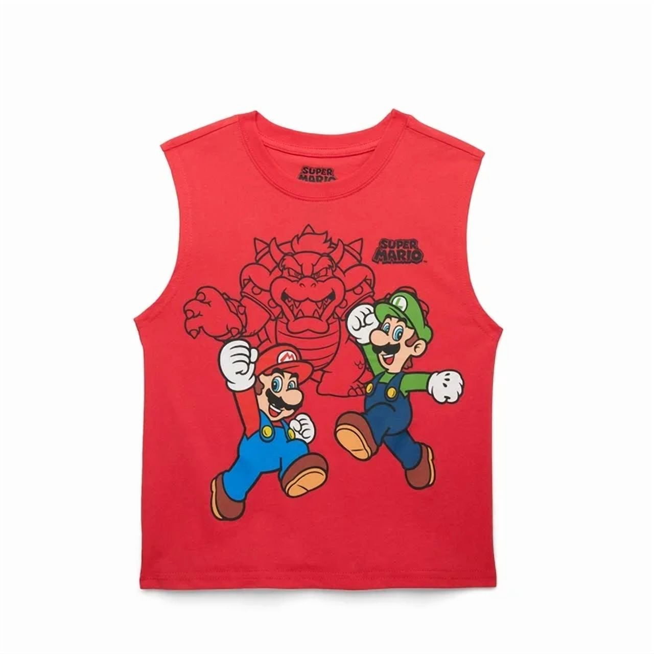 Super Mario Boys Fashion Muscle Graphic Tank, Sizes 4-18