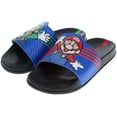 thumbnail image 1 of Super Mario Boys Sport Slide Sandal, Mario & Luigi Mismatch Sandals, Black/Blue, Size 3/4, 1 of 6