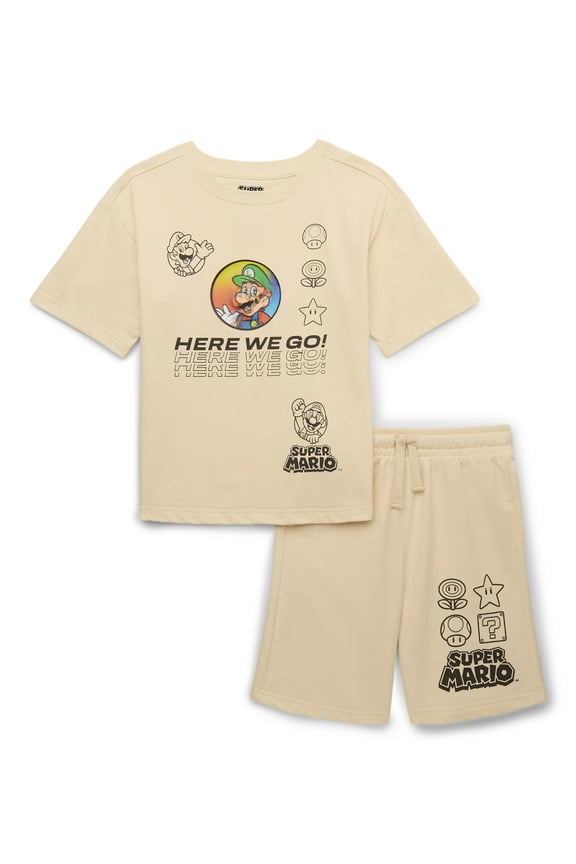 Super Mario Boys Tee and Shorts Casual Set, 2-Piece, Sizes 4-10
