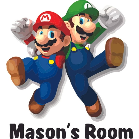 Design with Vinyl Customized Super Mario Luigi Wall Decal and Sticker, 20x20 Inches
