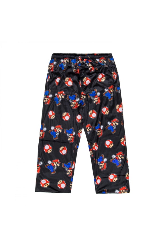 Super Mario Bros 1-UP Patterned Fleece Sueded Sleep Pants-Large (36-38)