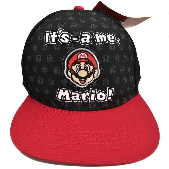 Super Mario Bros 865286 Polyester Super Mario Bros. Its-a Me Mario Youth Hat, Black & Red