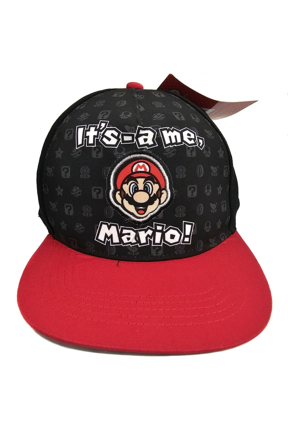 Super Mario Bros 865286 Polyester Super Mario Bros. Its-a Me Mario Youth Hat, Black & Red