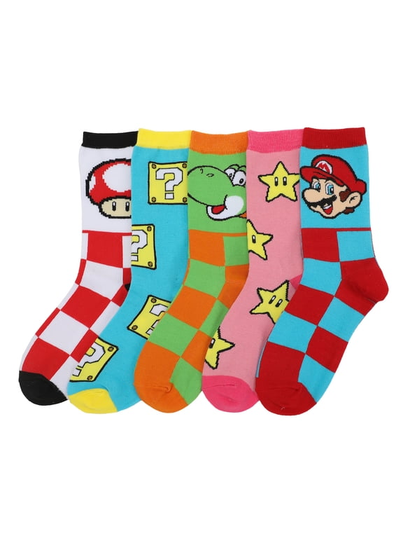 Super Mario Bros. Adult Crew Socks 5-Pack