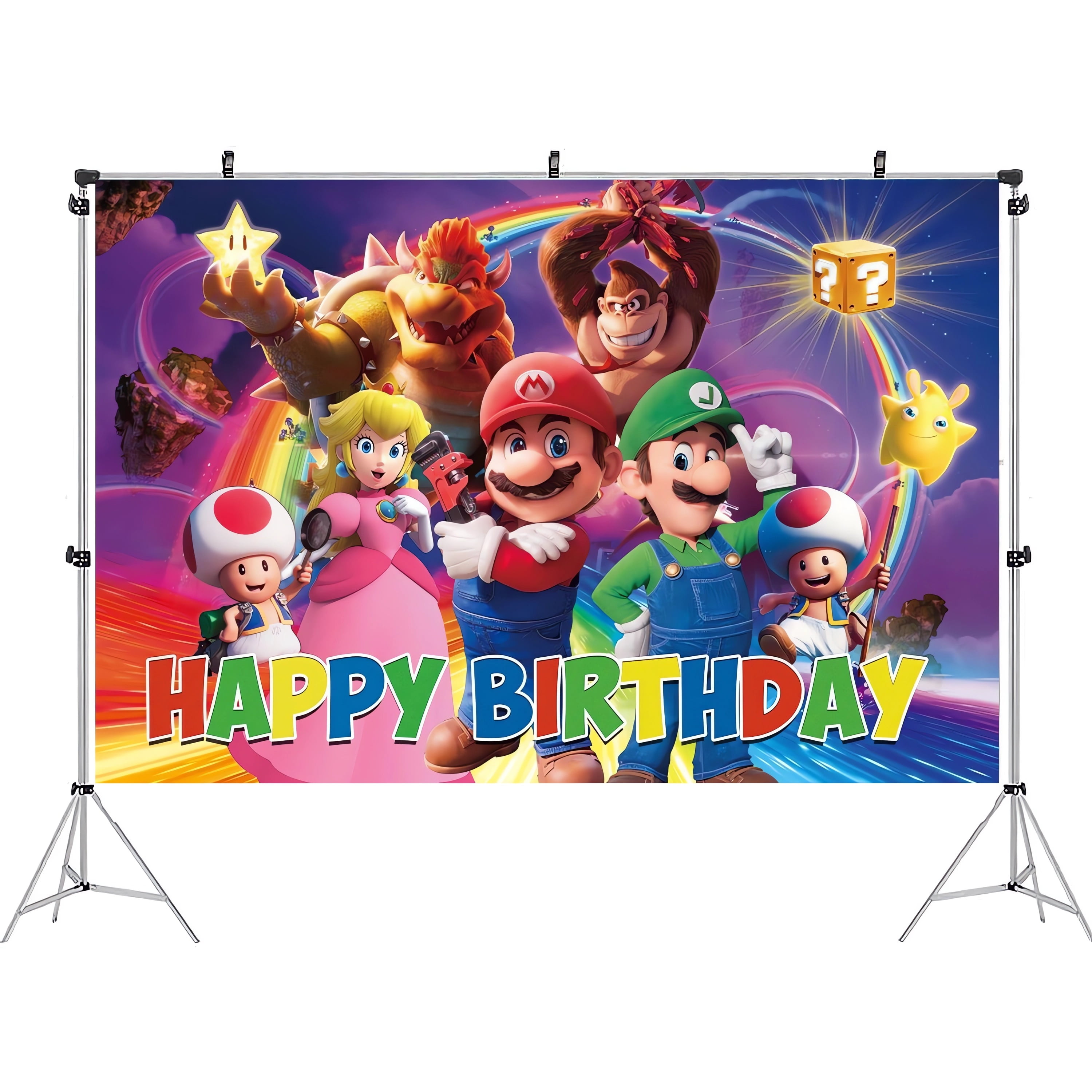 Super Mario Bros Backdrop,Mario Birthday Party Banner Background for Photography Children Birthday Party Decoration Supplies (5.9ft*3.6ft)