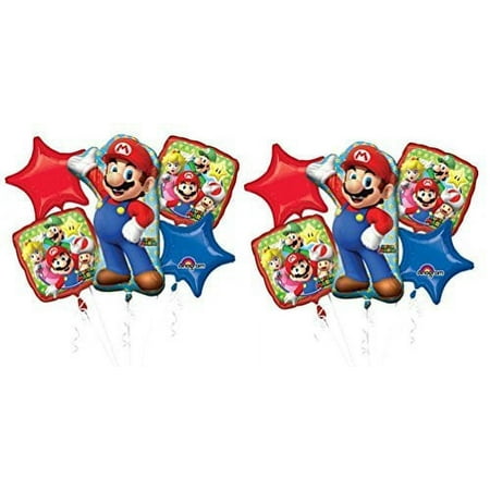 Super Mario Bros Balloon Bouquet - Super Mario Balloons - 10 Pieces
