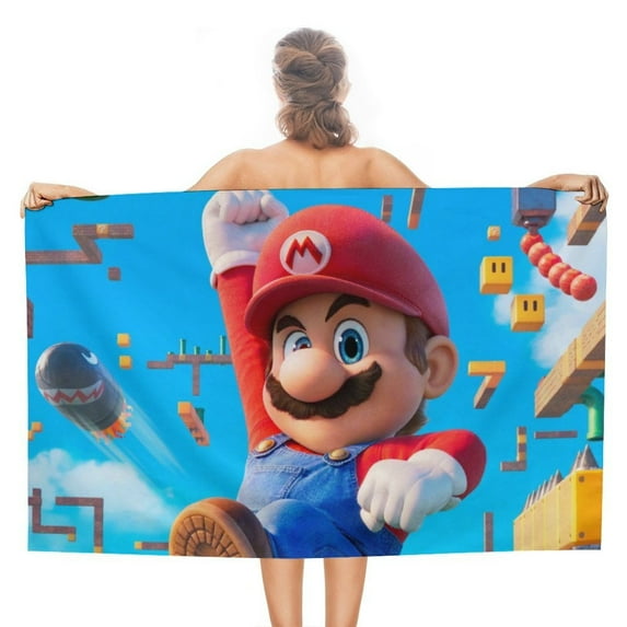 Super Mario Bros Beach Towel Microfiber Soft Absorbent Quick-Dry Bath Towels 130x80cm for Kid/Adults for Bathroom Shower/Guests/Pool Swimming/Gym/Camp/Holiday