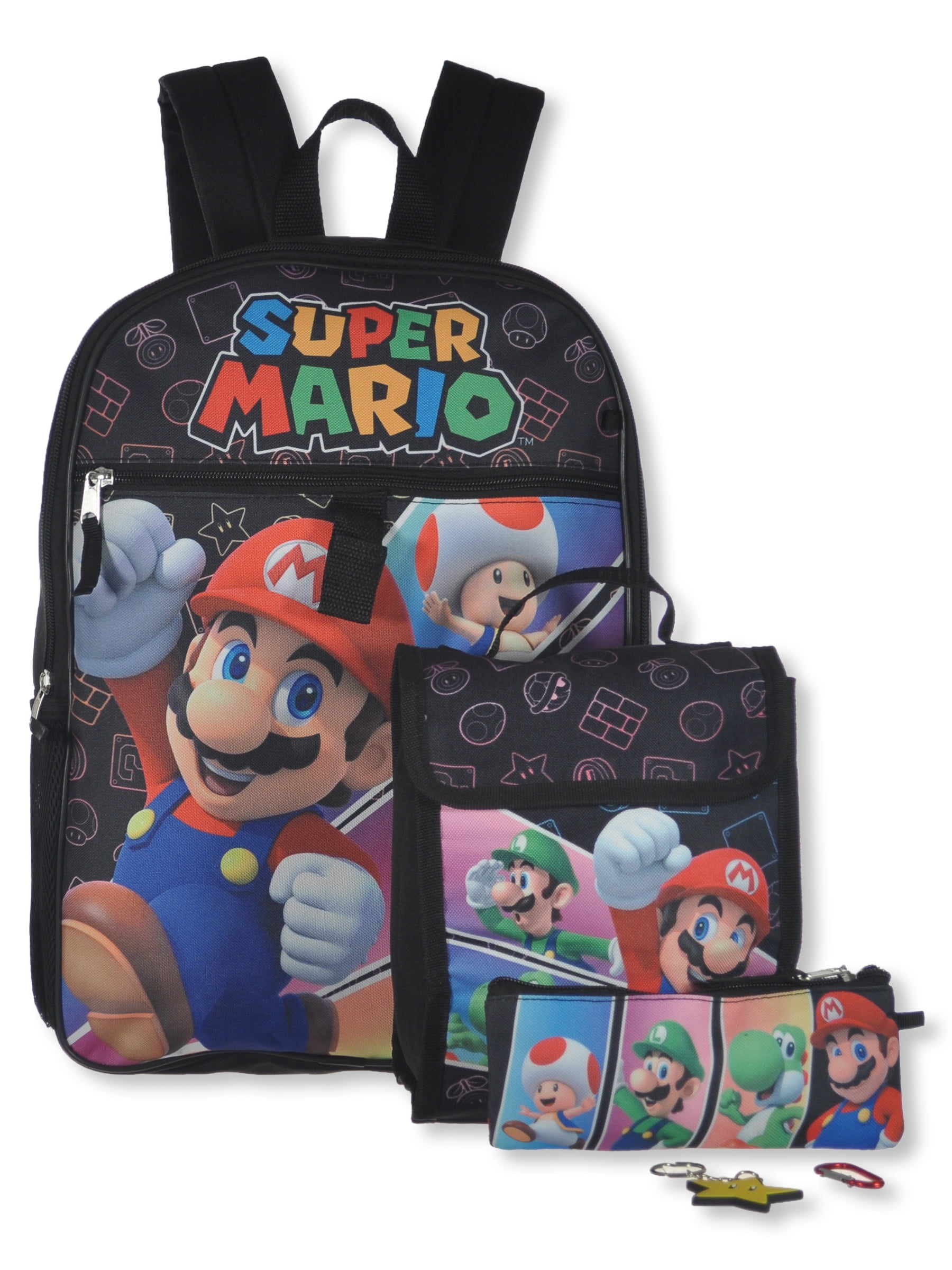 Super Mario Brandclub Super Mario Bros. Boys 5 Piece Backpack With Lunchbox Set