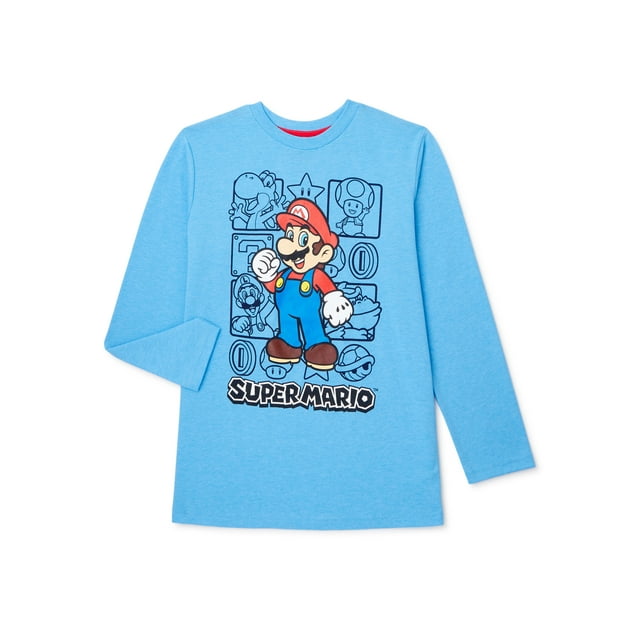 Super Mario Bros. Boys Classic!! Graphic Long Sleeve T-Shirt, Sizes 4-18