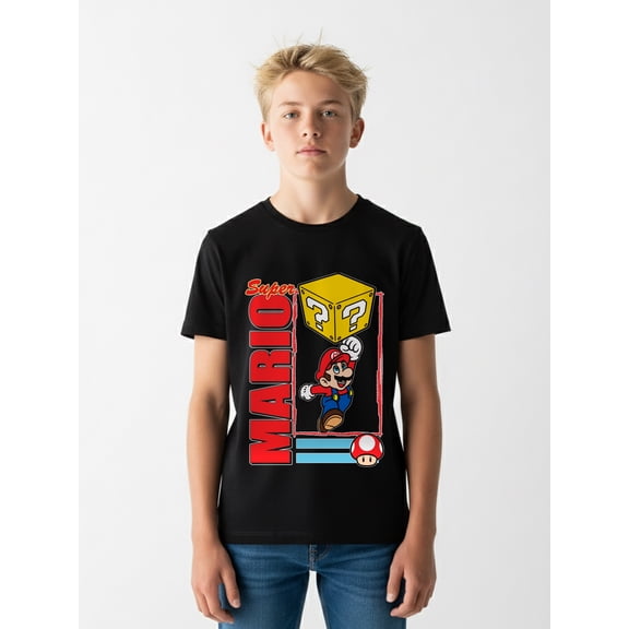 Super Mario Bros. Boys' Graphic Tee with Short Sleeves, Mario Jump, Sizes 4-18