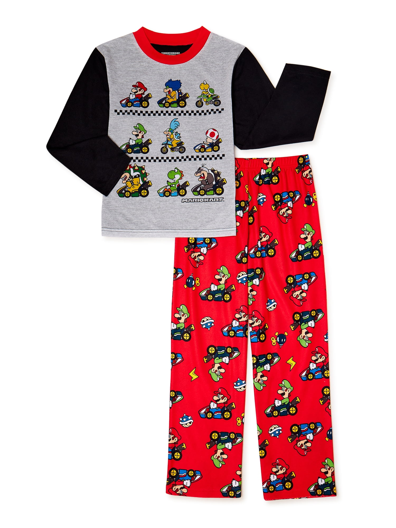 Super Mario Bros. Boys' Long Sleeve Long Pajama Set, Sizes 4-10