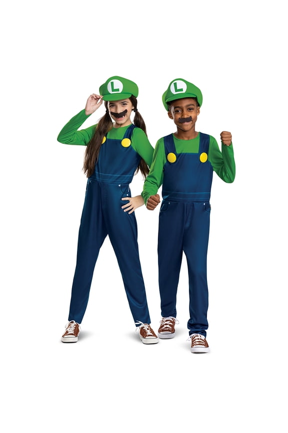 Super Mario Bros Boys and Girls Unisex Luigi Halloween Costume Set, Size Small (4-6)
