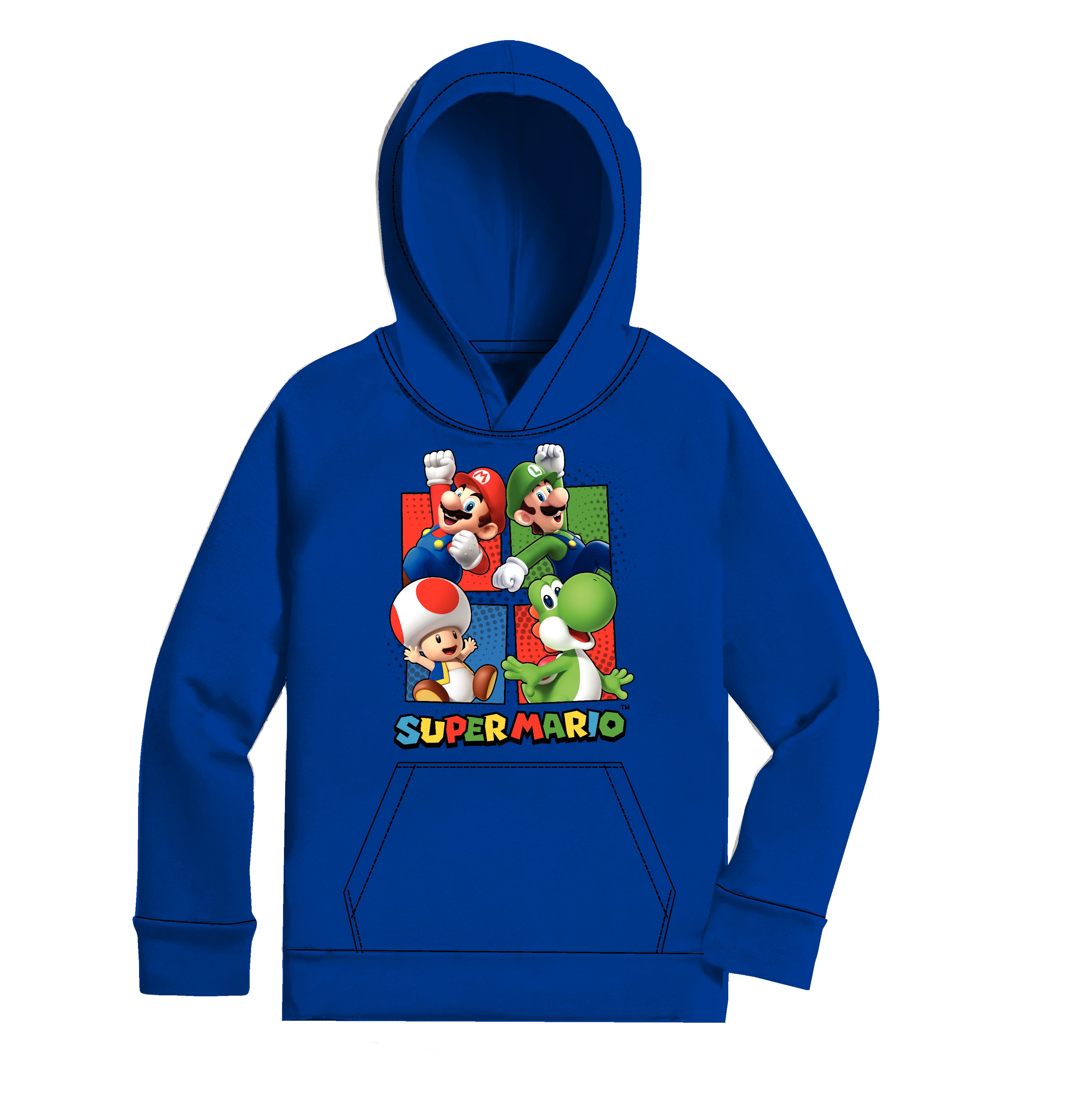 Super Mario Bros Characters Kids Pullover Hoodie Nautical Blue S XXL Walmart