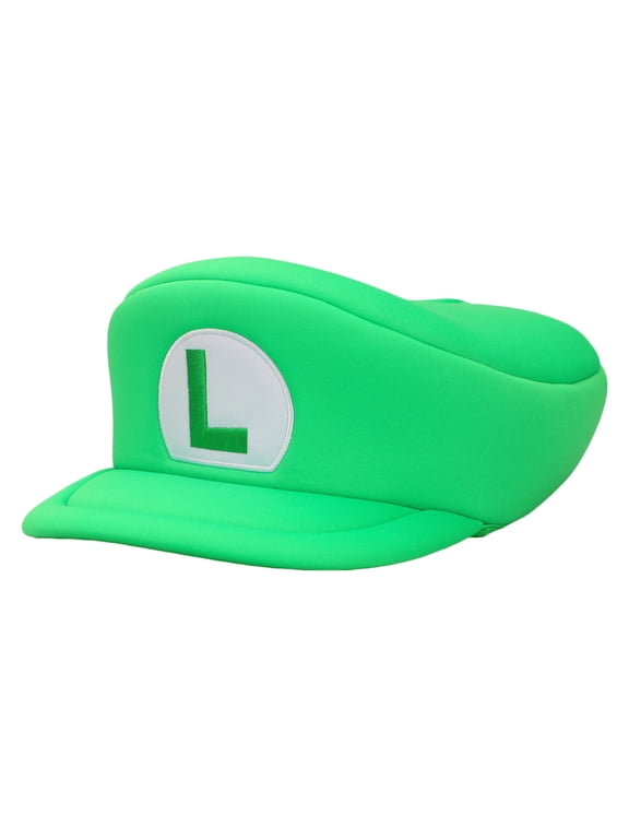 Super Mario Bros Luigi Adult Green Beret Cap with Embroidered L Patch