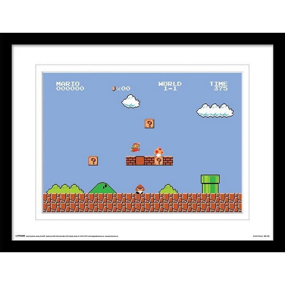 Super Mario Bros Framed Painting Game Scene Design (40 cm x 30 cm) (Blue, White, Black), Blue