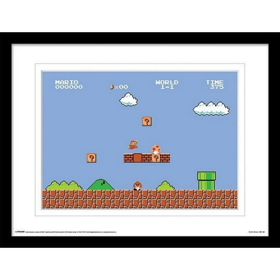 Super Mario Bros – Framed Painting Game Scene Design (40 cm x 30 cm) (Blue, White, Black), Blue