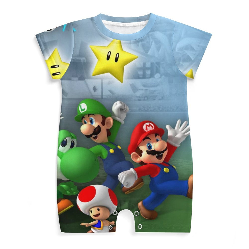 Super Mario Bros Game Baby One-Piece Rompers Short Sleeve
