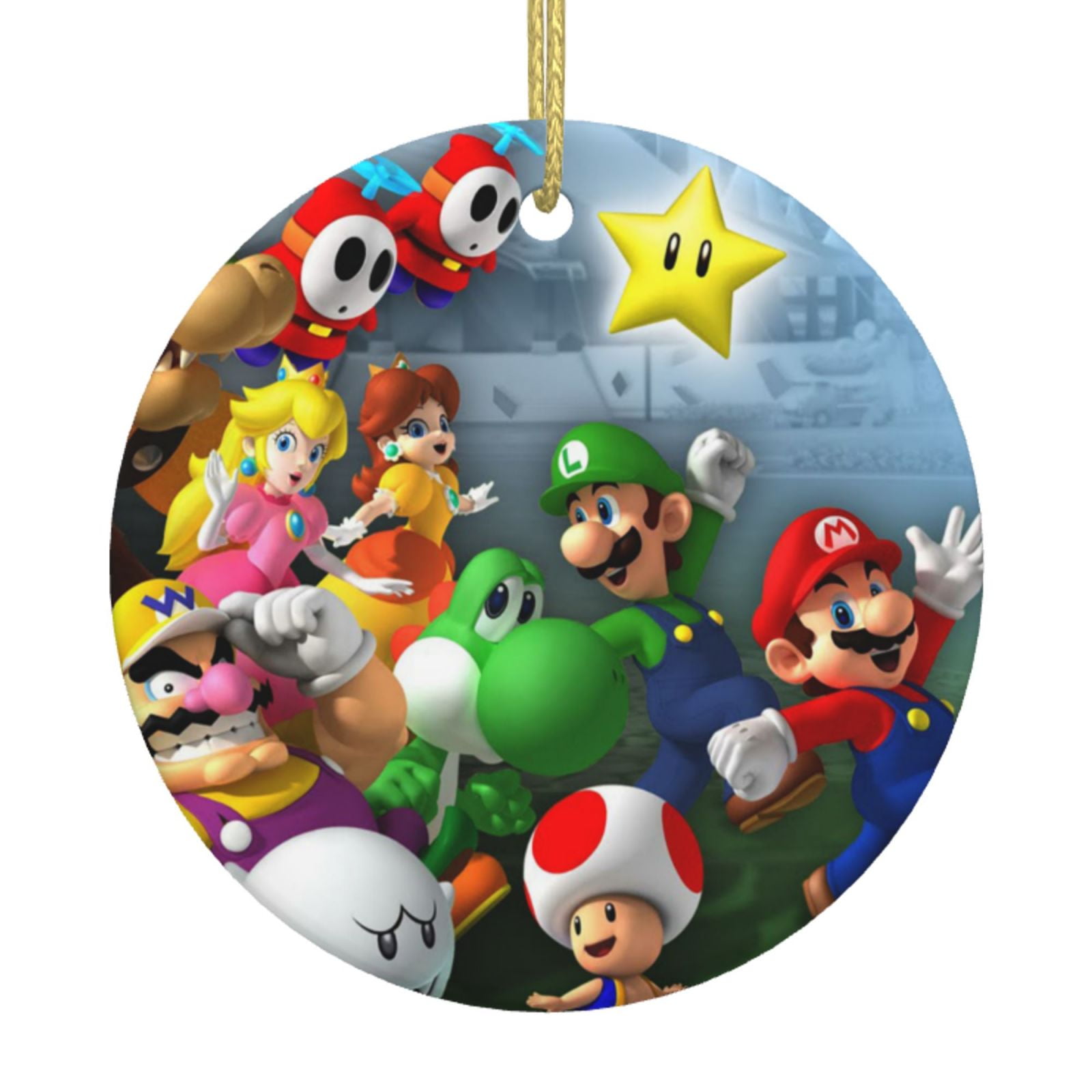 Super Mario Bros Game Christmas Tree Hanging Ornaments Ceramic Round