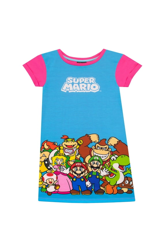 Super Mario Bros Girls Short Sleeve Nightdress Sizes 4-12