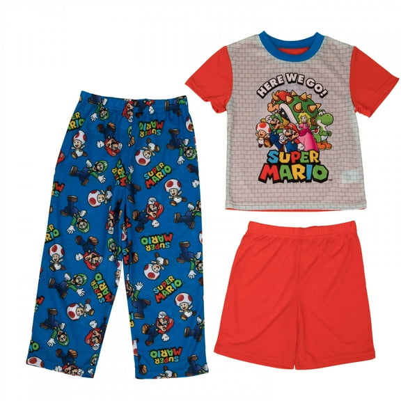 Super Mario Bros. Here We Go! 3-Piece Boys Pajama Set-Size 10