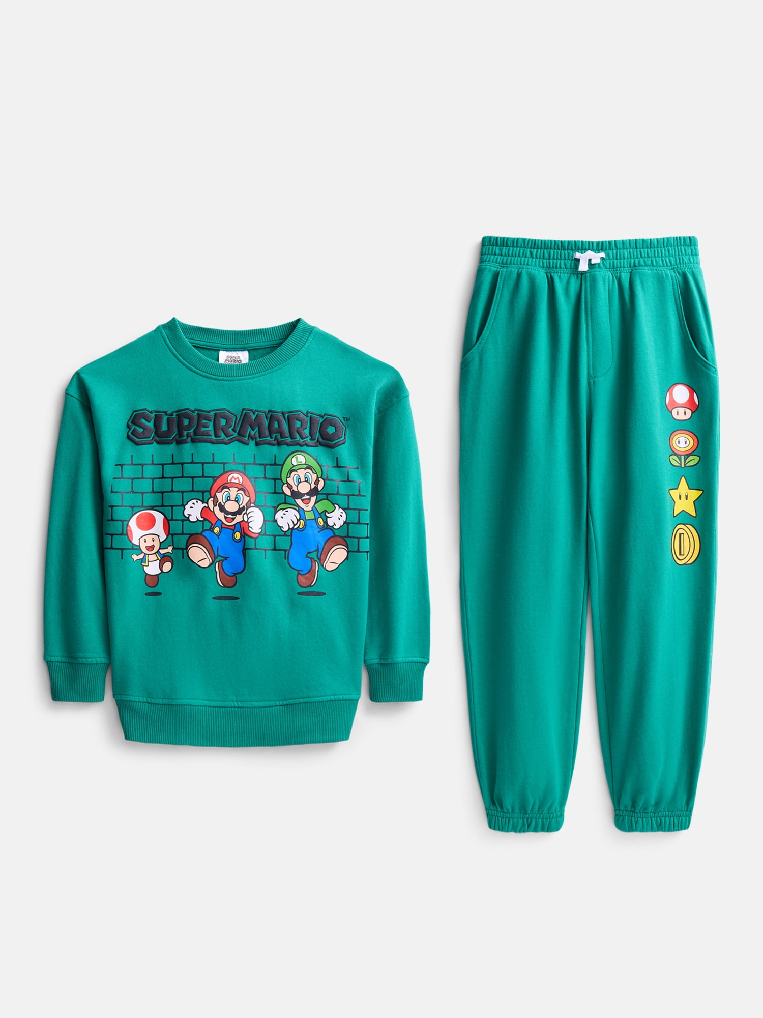 Super Mario Bros Little Boys & Big Boys 2 Piece Crewneck & Jogger Set, Sizes 4-18