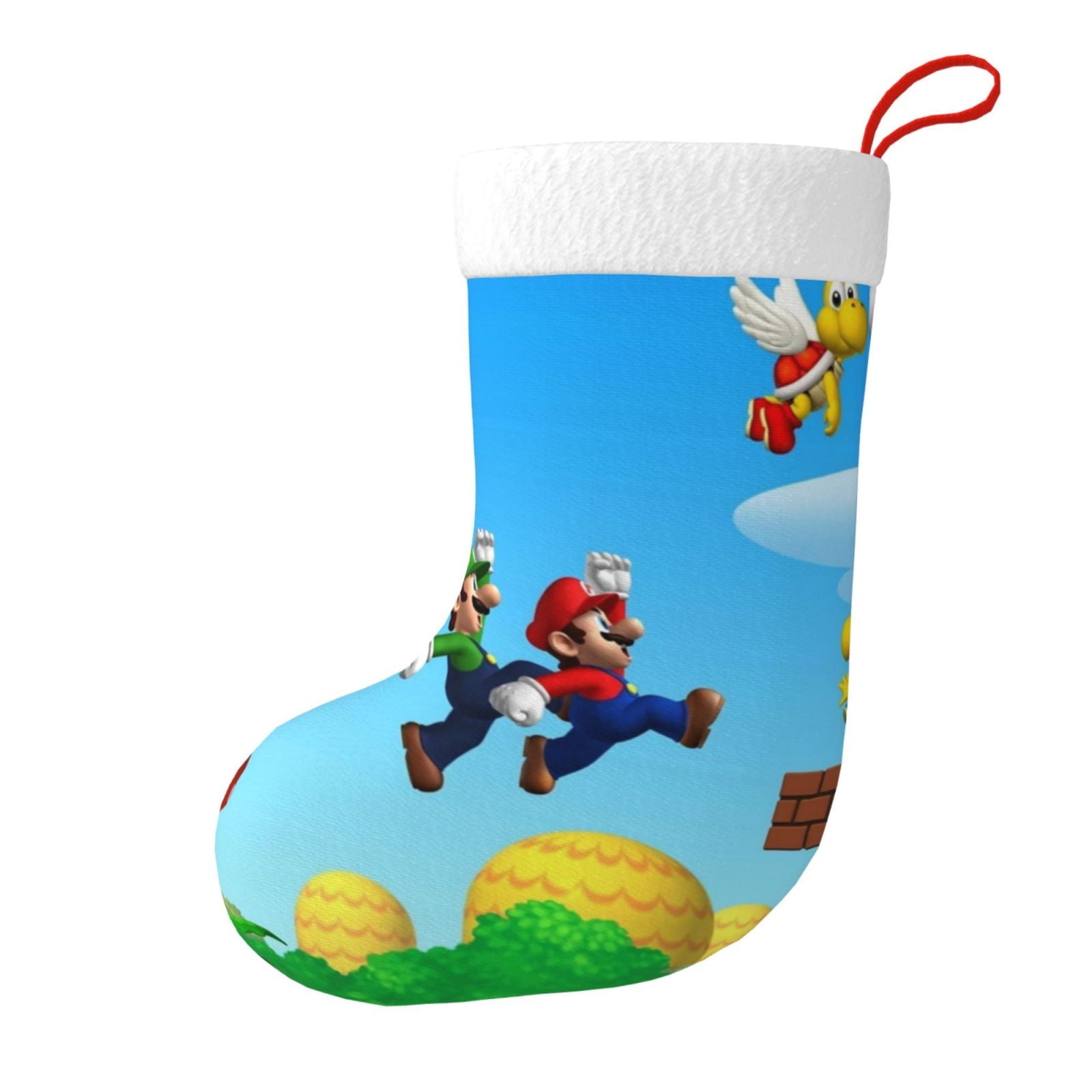 Super Mario Bros Luigi Christmas Stocking Xmas Candy Gift Bag Fireplace ...