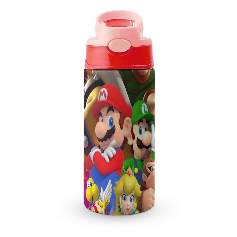 Super Mario Bros Luigi Movie Kid s Insulated Water Bottle With Straw Vacuum Stainless Steel Cup Leak Proof Children Toddler Thermoses