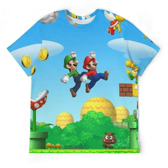 Super Mario Bros Luigi Unisex Short-sleeve Shirt For Men Women Novelty 3D Print T-Shirt Soft Comfortable Tee Shirts