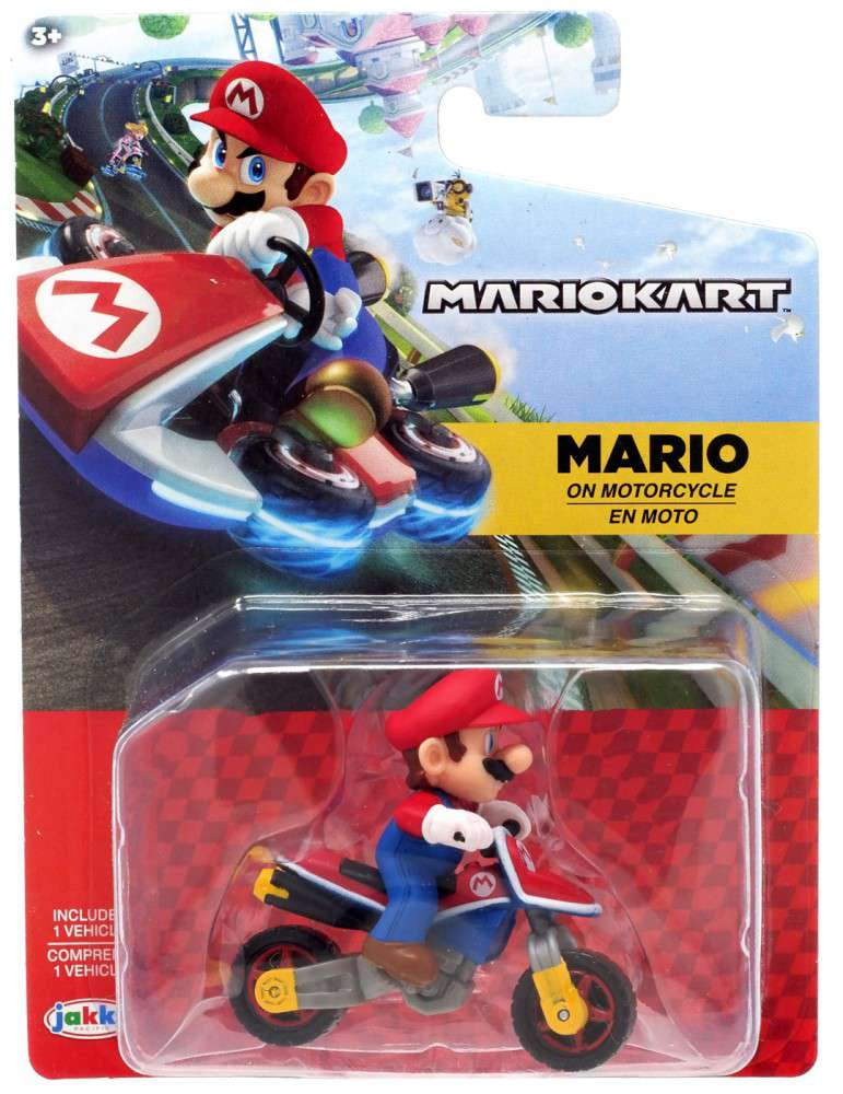 JAKKS PACIFIC Super Mario Bros. Mario Kart 8 Riding Bike Action Figure, 2.5"