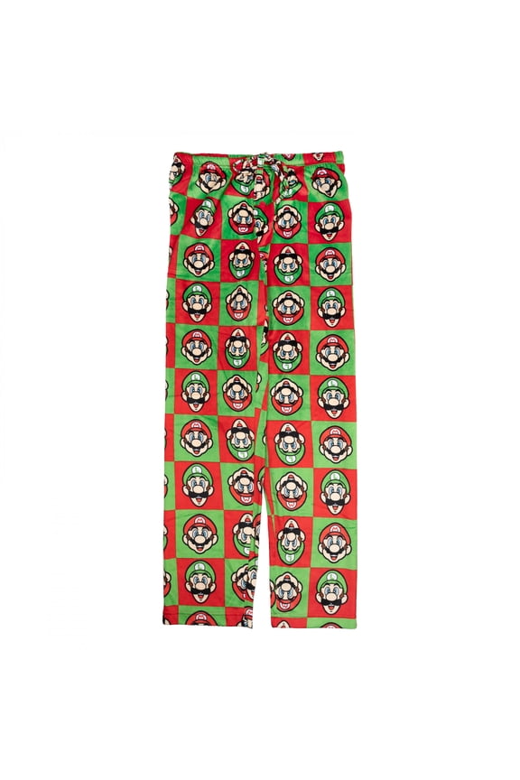 Mario and Luigi Checkered Sleep Pants-Large