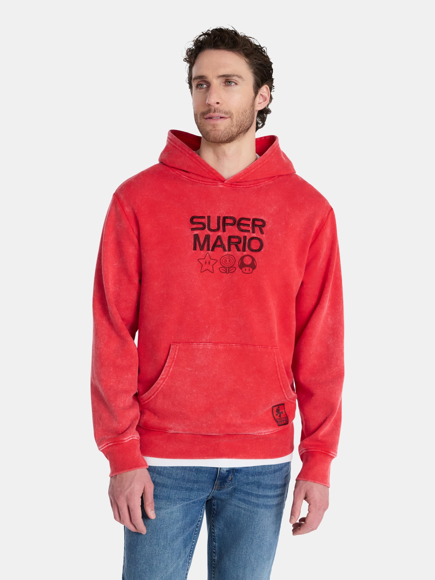 Super Mario Bros. Men's & Big Men's Graphic Hoodie with Overshoulder Print, Sizes XS-5XL