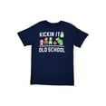 thumbnail image 1 of Super Mario Bros Mens Navy Blue Kickin It Old School Video Game T-Shirt Medium, 1 of 1