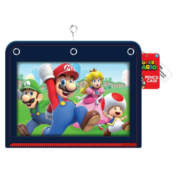 Super Mario Bros. Multicolor 3Ring Pencil Case, 10.5in W by 8.25in H
