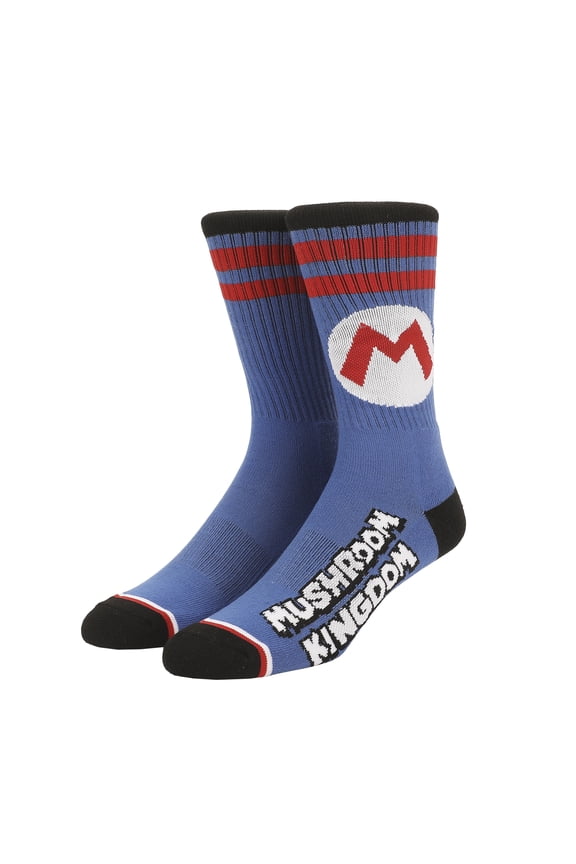 Super Mario Bros Mushroom Kingdom Mens Athletic Crew Socks