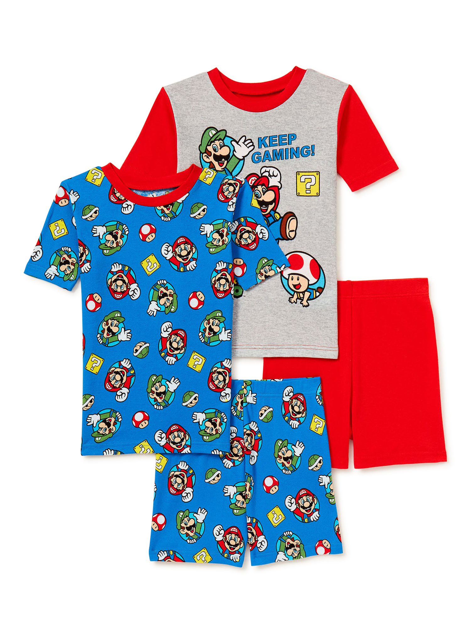 Super Mario Bros. Short Sleeve Crew Neck Graphic Prints Pajamas (Big Boys) 4 Piece Set - image 1 of 3