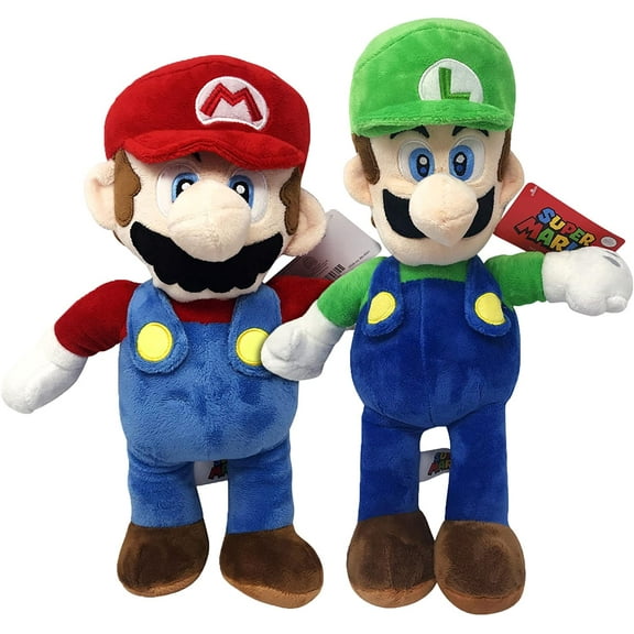 Super Mario Bros. Super Mario and Luigi Stuffed Dolls Plush Set, 12''