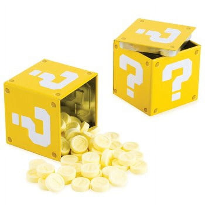 Super Mario Lucky Block Coin Block ? Candy Strawberry Flavoured Gold Coins  Inside 34g Block