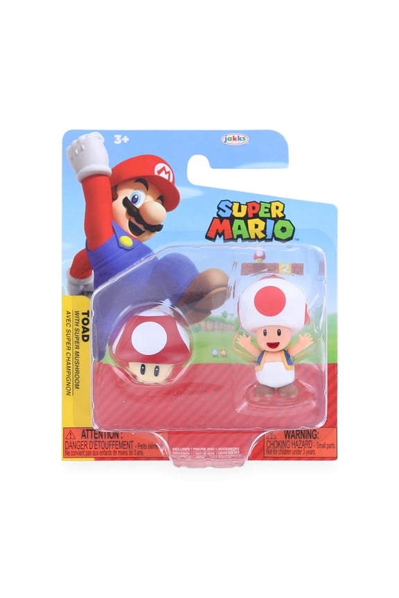 Toad with Super Mushroom Age 3+ Action Figure, Red (2.5")