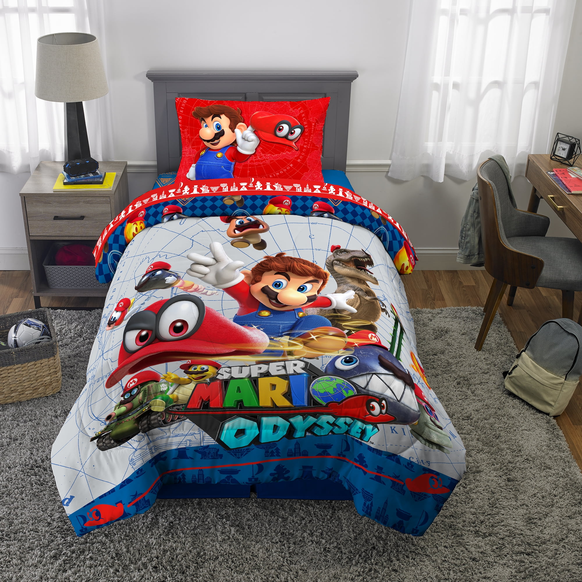 Super Mario Bros Twin Comforter & Sheet Set (4 Piece Bed In A Bag ...