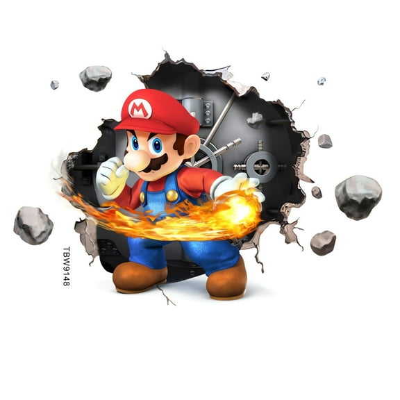 Anime Mario Wall Sticker For Bedroom Living Room Nursery Party Decorations Cartoon Background Self-Adhesive Wall Decor Baby Boy Girl Kids Room Wall Mural Decor Poster Gift