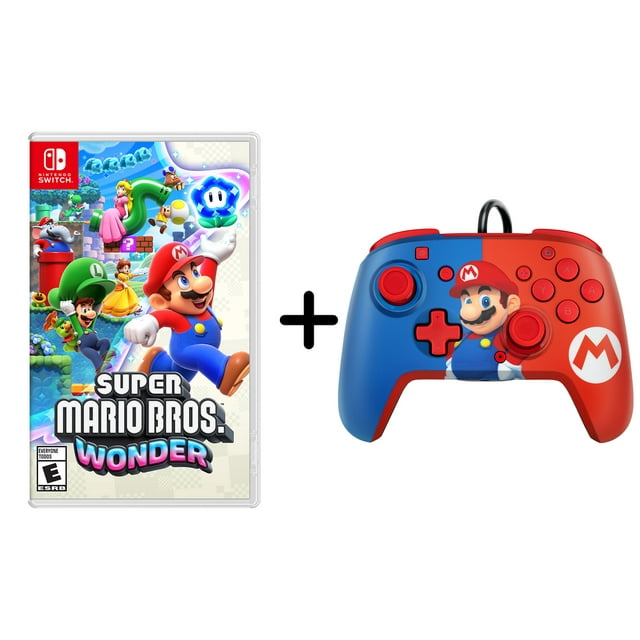 Super Mario Bros. Wonder + PDP Faceoff Deluxe Plus Audio Wired