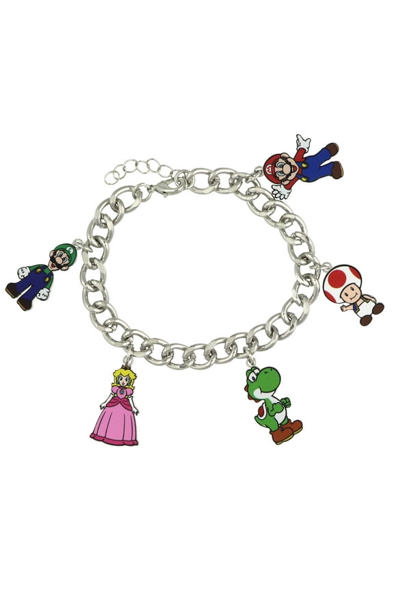 Super Mario Bros Yoshi Luigi Mario Princess Peach Toad Jewelry Charm Chain Link Bracelet For Women