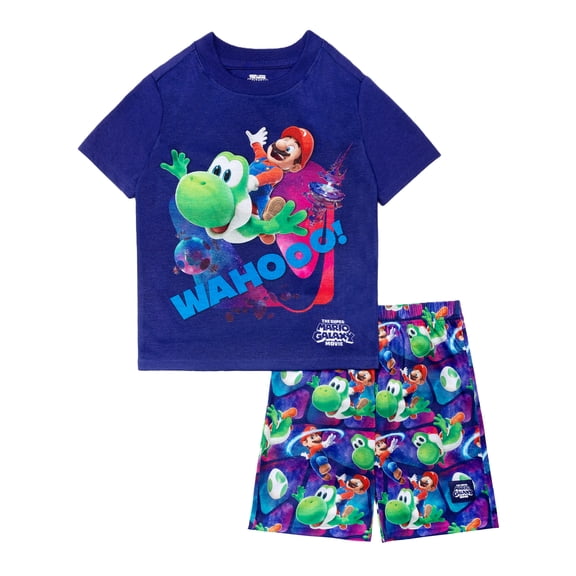 Super Mario Brothers 2-Piece Short Sleeve and Short Pajama Set, 4-12