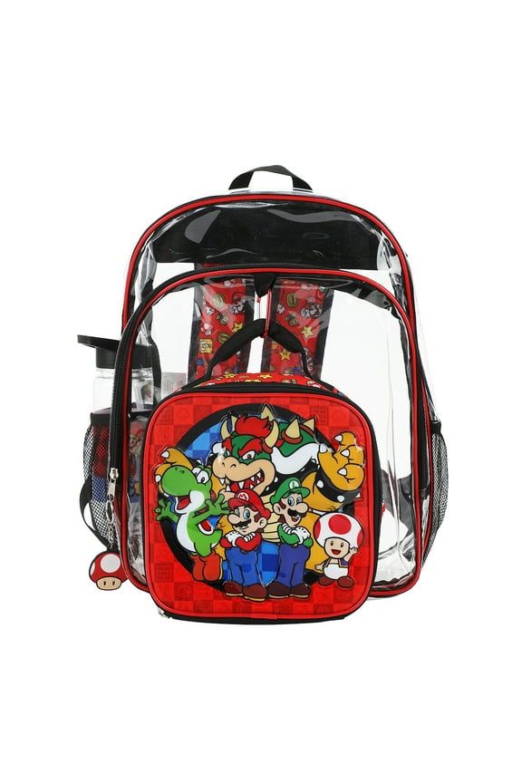 Super Mario Brothers 5-Piece Backpack & Lunchbox Set With Water Bottle