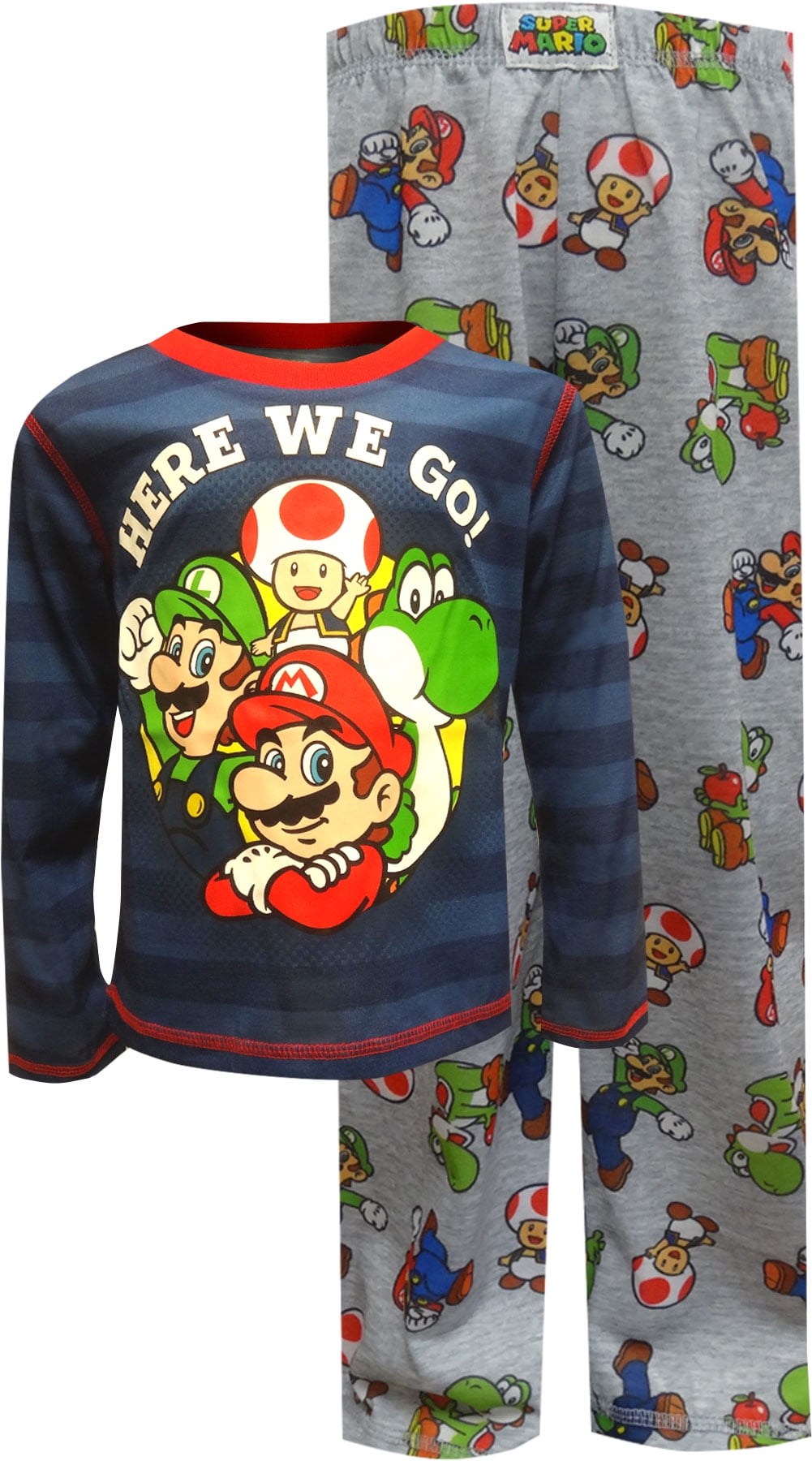 Super Mario Brothers Boys Super Mario Here We Go Striped Pajamas (8
