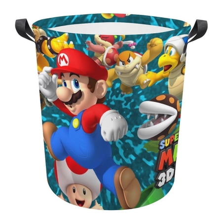 Super Mario Brothers Circular Laundry Hamper Foldable Large Storage Baskets Organizer Bin Bag For Dirty Clothes Toys